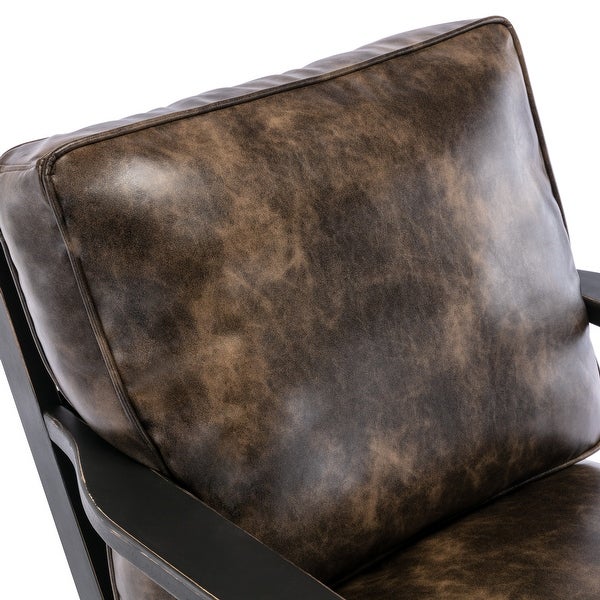 PU Leather Armchair with Removable Cushion - Overstock - 35439442