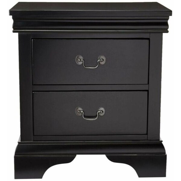 Wooden Nightstand With Two Drawers In Black Finish - - 36129924