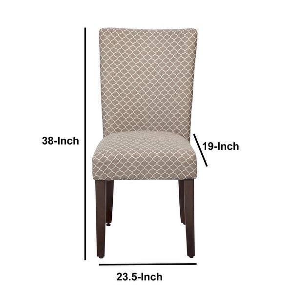 Quatrefoil Diamond Pattern Fabric Upholstered Chair with Wooden Legs,