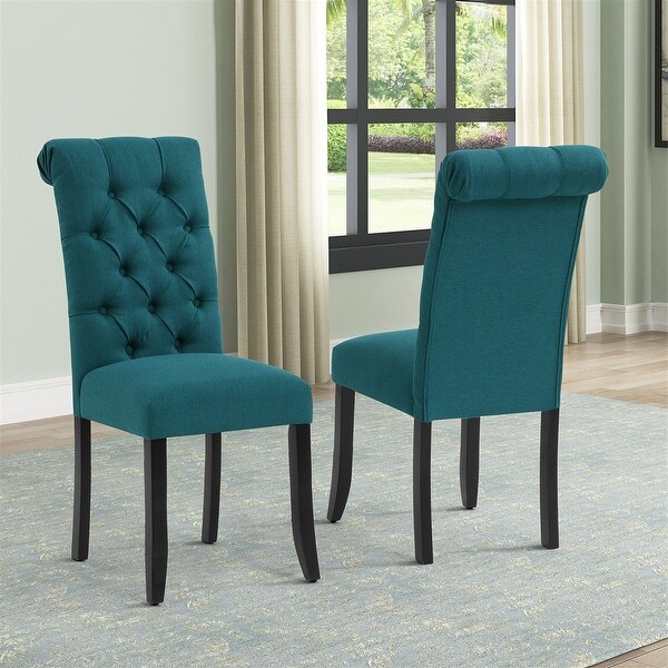 Fabric Tufted Dining Chair with Wooden Legs (Set of 2) - Overstock - 3