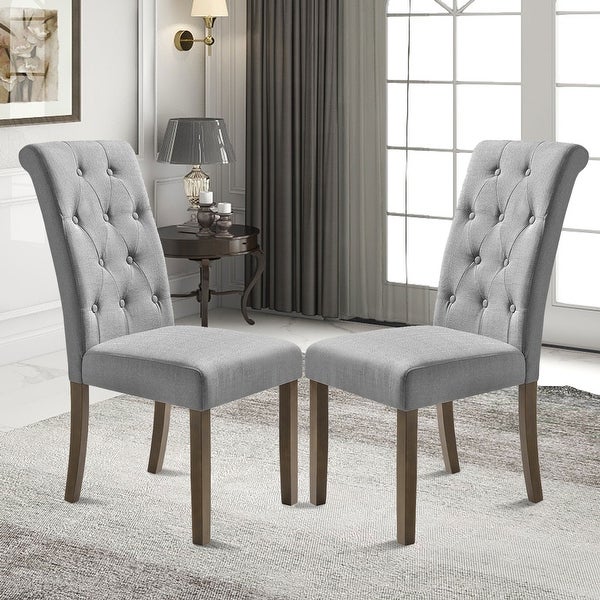 Elegant Solid Wood Tufted Dining Chair (Set of 2) - Overstock - 367188