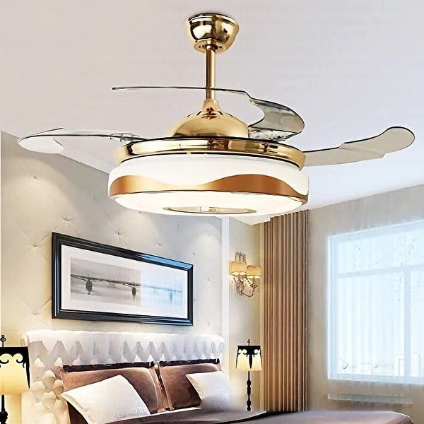 42 Inch Modern Ceiling Fan with 7 Colors Dimmable LED Lights, Bluetoot