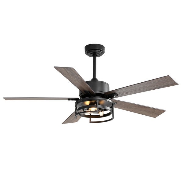 52 in. Indoor Black Ceiling Fan with Light Kit and Remote Control Incl