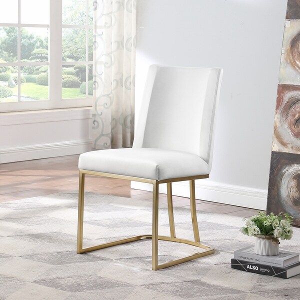 Dining Chairs, Velvet Upolstered Side Chair, Gold Metal Legs (Set of 2