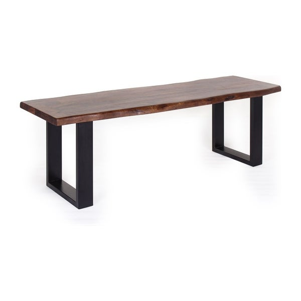 Jessore Handmade Live Edge Acacia Wood & Iron Dining Bench - Overstock