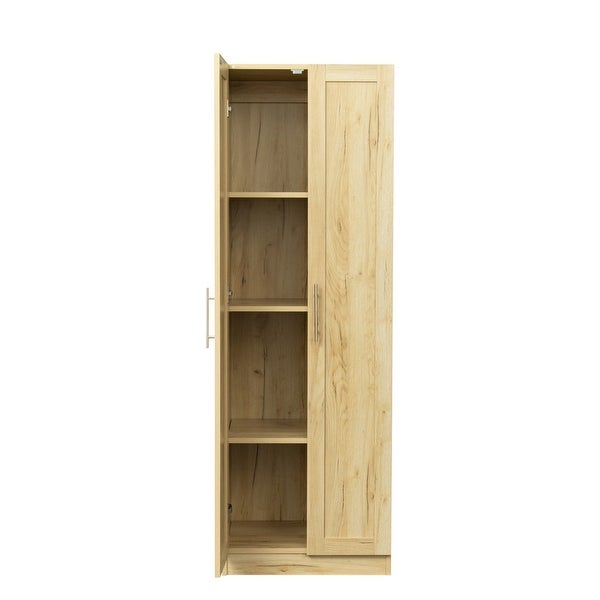 70Height Wood Closet with 2 Door and 4-Tier Inside