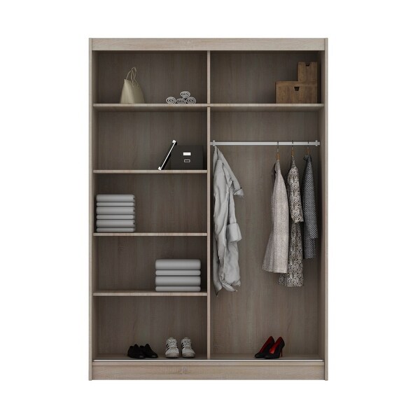 Coronado Modern Wooden Wardrobe - Armoire with Mirror - 59 Inch Wide -