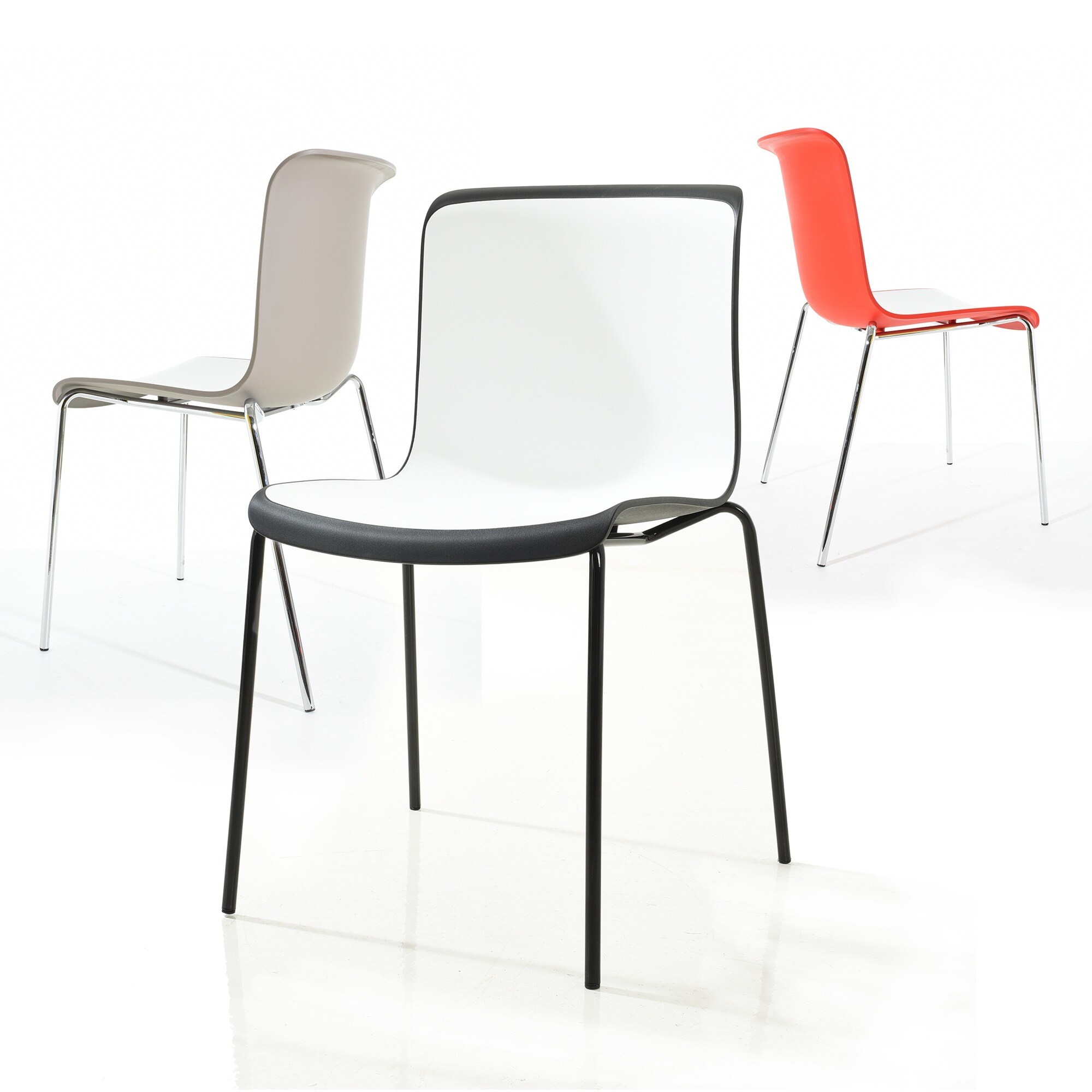 Enrik Modern Two-Toned Polypropylene Dining Chair with Metal Legs (set