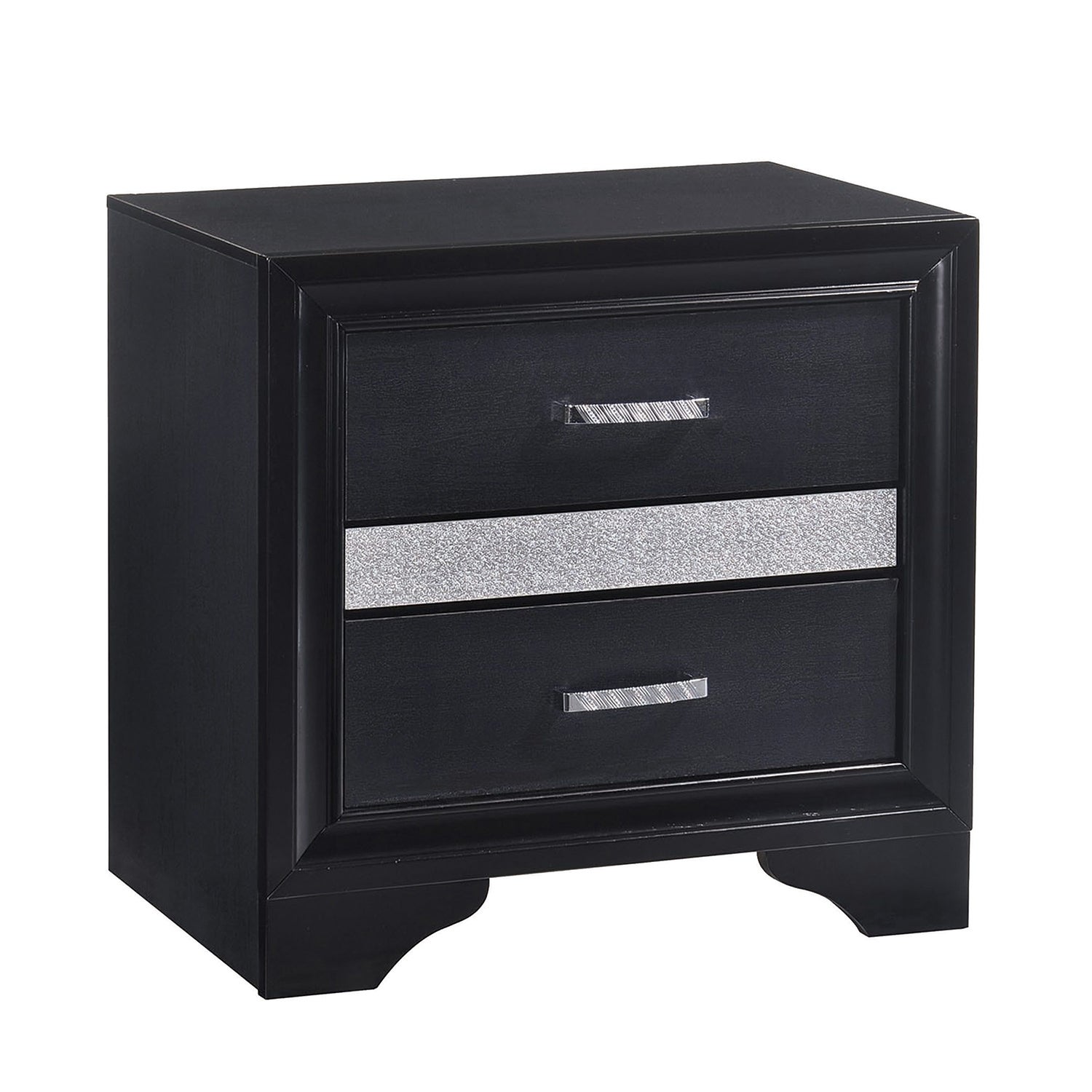 3 Drawers Wooden Nightstand With Hide Drawer Design in Black - - 34976