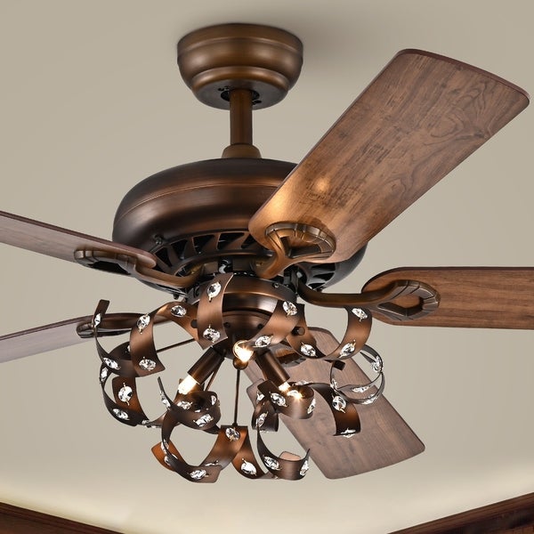 Paz Satin Bronze 52-Inch 5-Blade Lighted Ceiling Fan | Overstock.com S