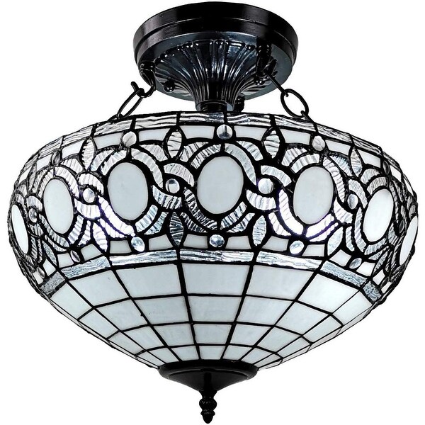 Tiffany Style Semi-flush Mount Ceiling Fixture Amora Lighting - Overst