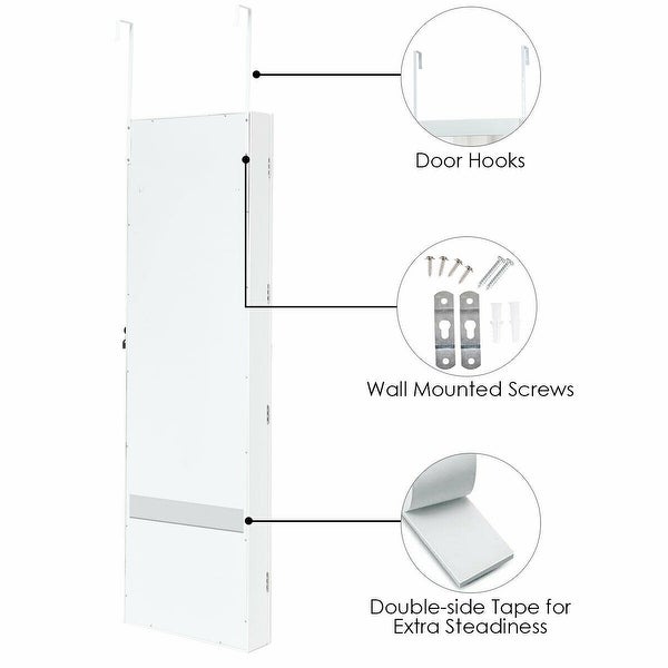 Wall Mounted Lockable Mirror Jewelry Cabinet with LED Light - 4.5 x 3.