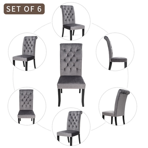 Velvet Dining Tufted Armless Upholstered Accent Chair Set of 2 - Overs