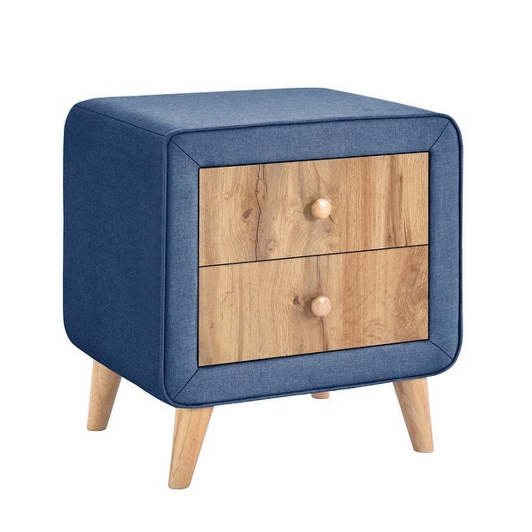 Upholstered Wooden Nightstand with 2 Drawers - - 36784060