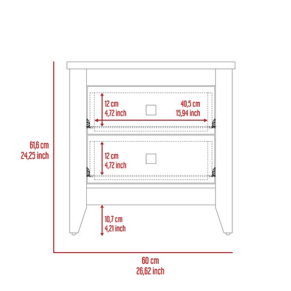 Contemporary Style 2-Drawers 4-Tapered Legs Bedside Table, Superior To