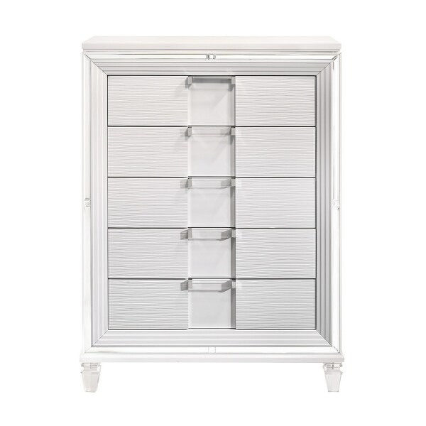 Picket House Furnishings Charlotte 5-Drawer Flip-Top Chest in White -