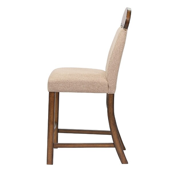 Set of 2 Linen Upholstered Counter Height Chair in Oak Finish - Overst