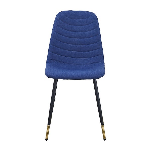 Gem 17 Inch Modern Metal Dining Chairs, Velvet Tufted, Set of 4, Blue