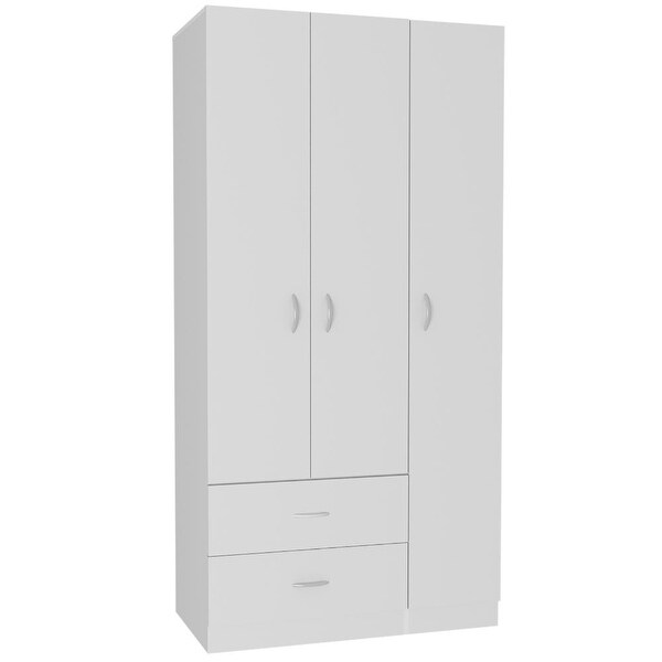 Bosko 3 Doors Armoire, 2 Drawers, 4 Shelves, Metal Rod - - 34518435