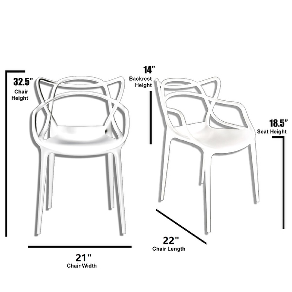 Modern Stackable Geometric Molded Dining Armchairs (Set of 2) - Overst