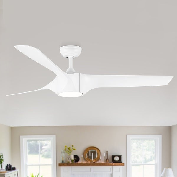 56 In.Intergrated LED Ceiling Fan with Wood Grain ABS Blade | Overstoc