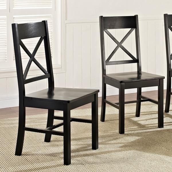 Traditional Wood Dining Chairs, Set of 2, Antique Black - Overstock -