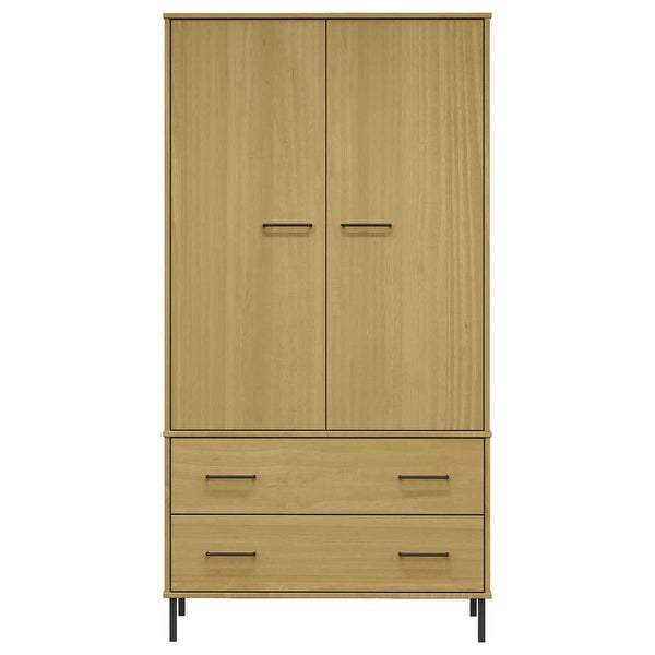 vidaXL Solid Wood Pine Wardrobe with Metal Legs OSLO Armoire Multi Col