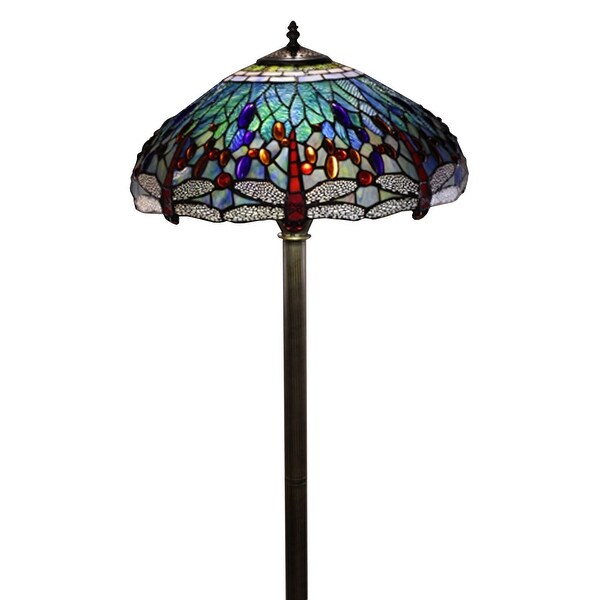 Copper Grove Simeonov Tiffany-style Blue Dragonfly Floor Lamp - Overst