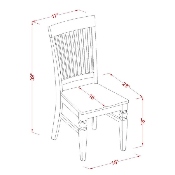 East West Furniture - Set of 2 Dining Room Chairs - Wooden Seat and Sl