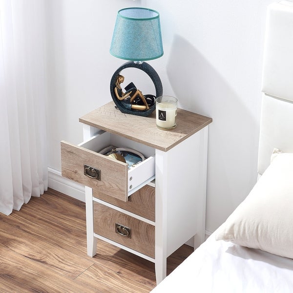 Modern 3-Drawer Wood Nightstands Set of 2 - - 36041255