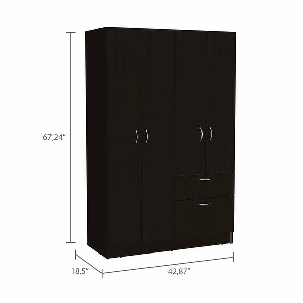 TUHOME Vaupes Armoire with 2 Double Door Cabinets, Drawer, 5 Interior