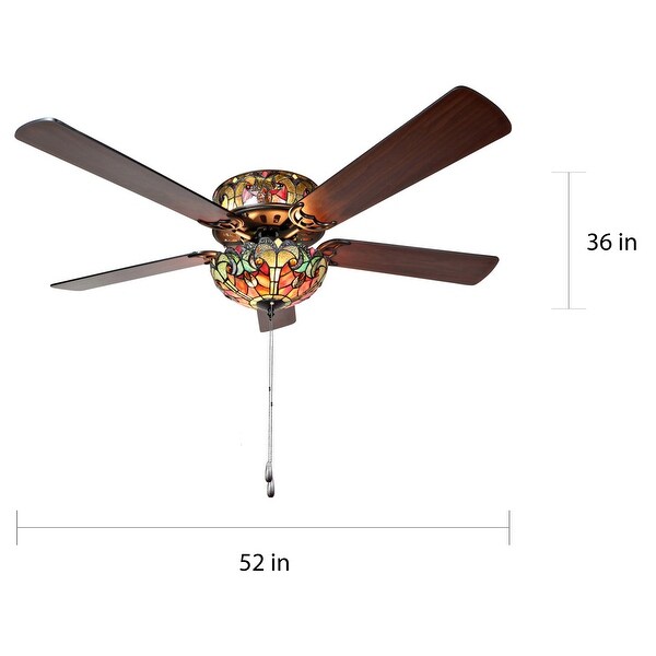 Tiffany Style Stained Glass Halston Ceiling Fan - Spice - 52L x 52