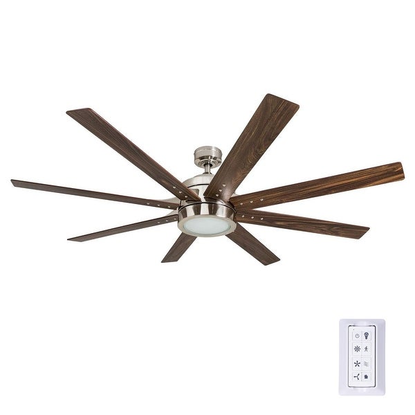 Honeywell Xerxes Brushed Nickel LED Remote Control Ceiling Fan, 8 Blad