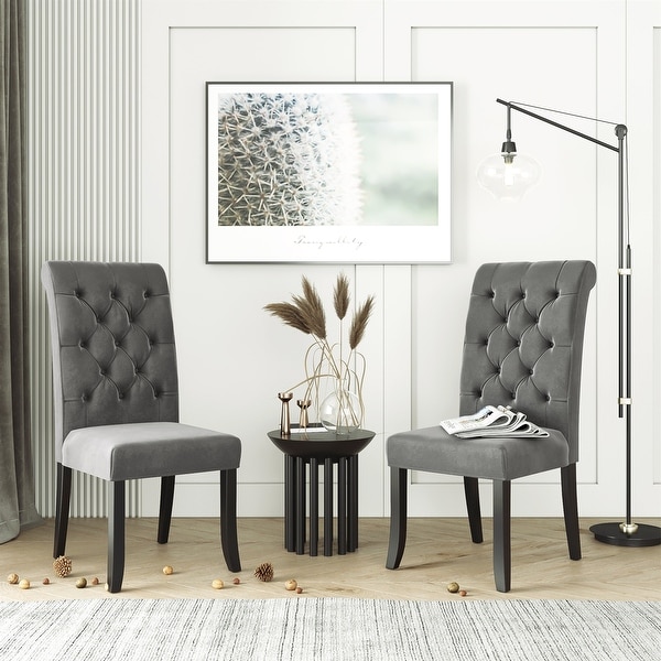 Velvet Dining Tufted Armless Upholstered Accent Chair Set of 2 - Overs