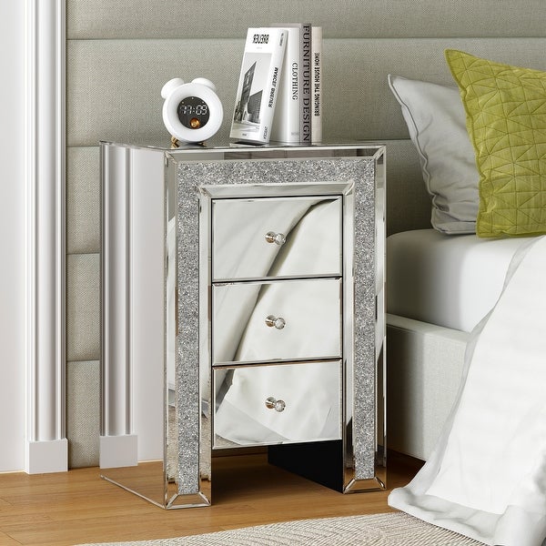 3-Drawer Accent Nightstand Diamond Side Table - - 37236146