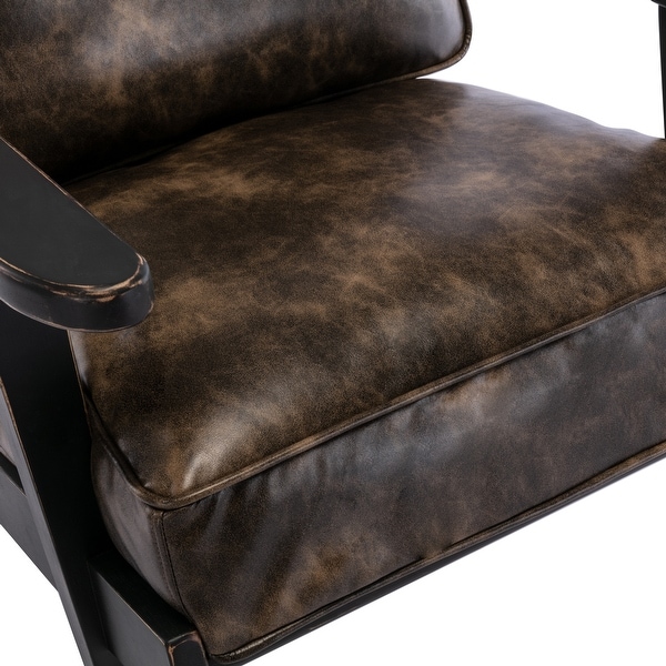 PU Leather Armchair with Removable Cushion - Overstock - 35439442