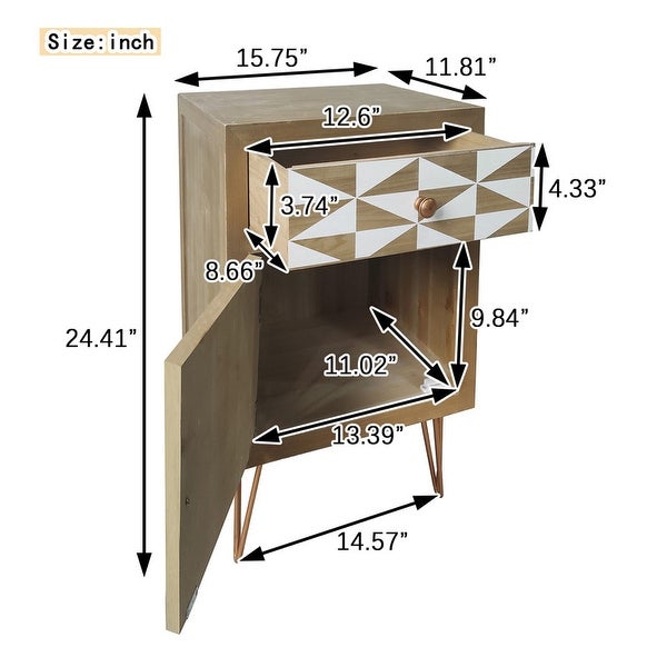 Modern Style Bedside Table Wooden Nightstand with One Drawer,One Shelf