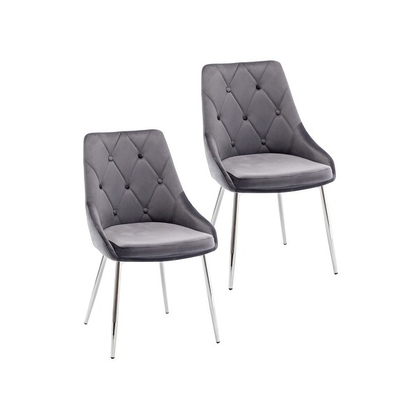 Porthos Home Tam Tufted Velvet Dining Chairs with Chrome Legs, Set of