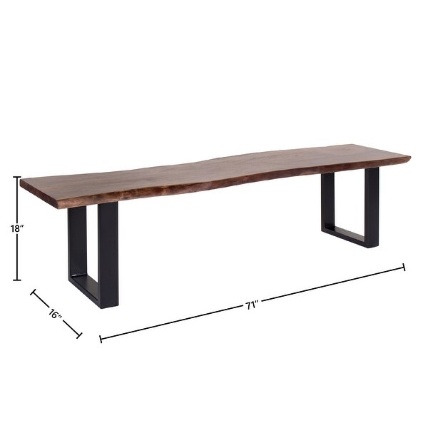 Jessore Handmade Live Edge Acacia Wood & Iron Dining Bench - Overstock