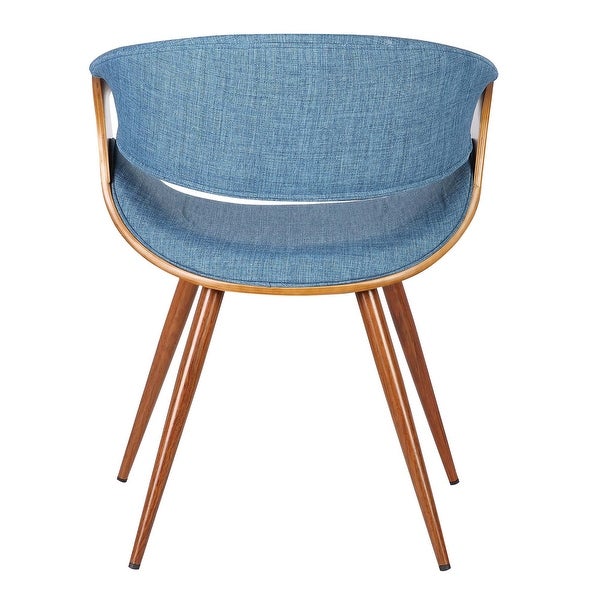 Curved Back Fabric Dining Chair with Round Tapered Legs, Brown and Blu