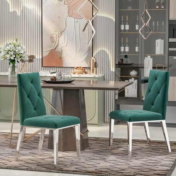 2pcs Modern Luxury Velvet Upholstered Dining Chairs - Overstock - 3589