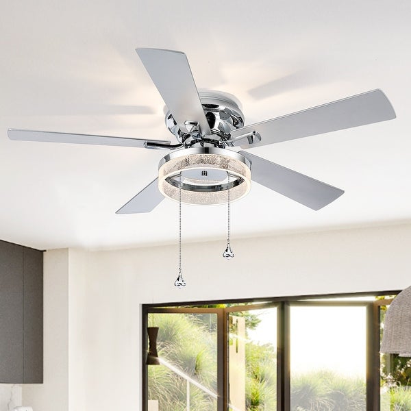 52-IN Chrome LED Ceiling Fan with Light Kit with Pull Chain (5 blade)