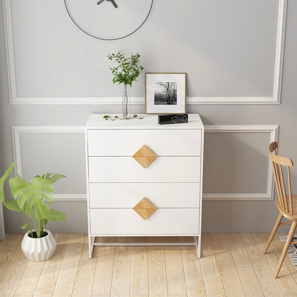 Square Handle Design With 4 Drawers Bedroom Furniture - 31.5*15.75*37.