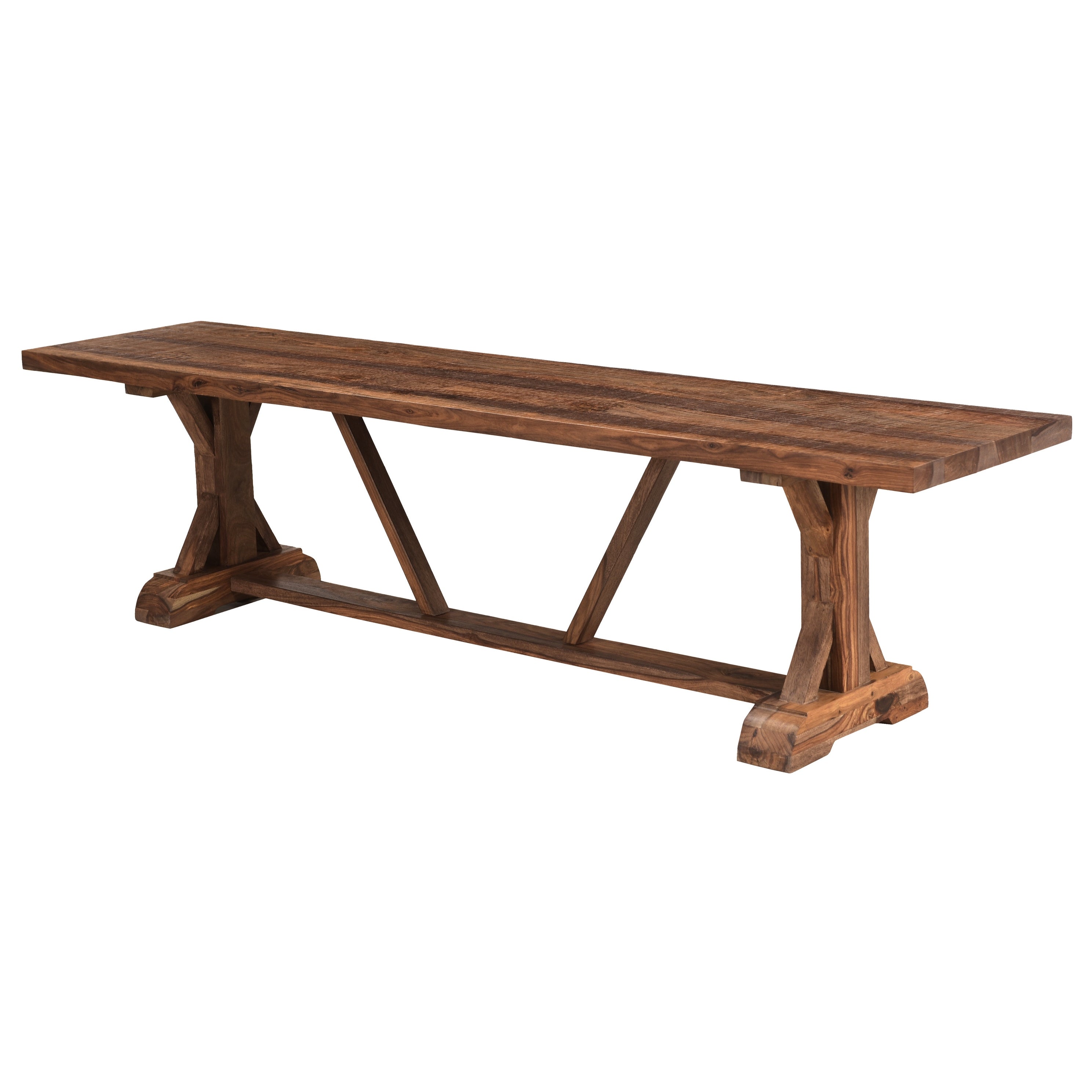 Carson Extotic Solid Sheesham Wood Dining Bench with Trestle Base and