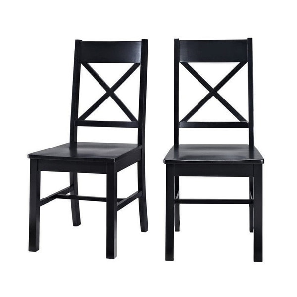 Traditional Wood Dining Chairs, Set of 2, Antique Black - Overstock -