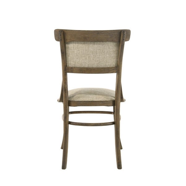 19 Inch Wood Dining Chair, Padded Back with Inward Curving Top, Brown