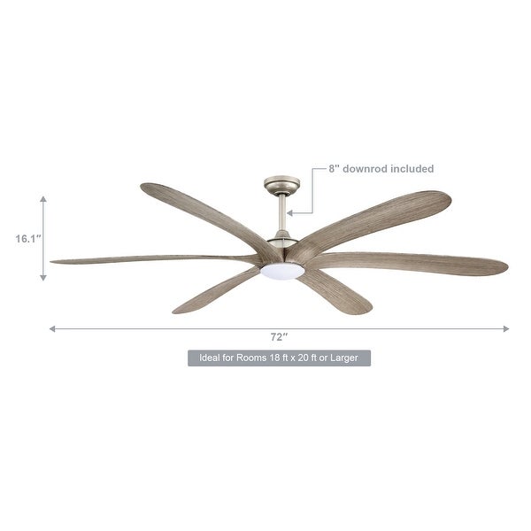 72-inch Driftwood 6-Blade DC Motor Ceiling Fan with Light and Remote |