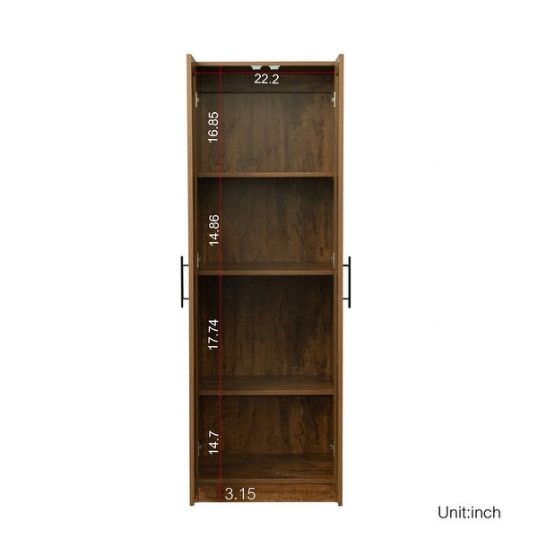 70Height Wood Closet with 2 Door and 4-Tier Inside