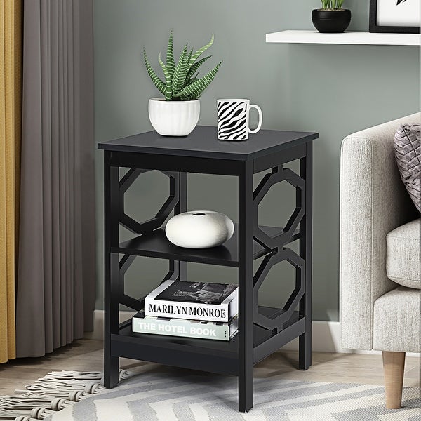 Costway 3-tier Nightstand Sofa Side End Accent Table Storage Display -