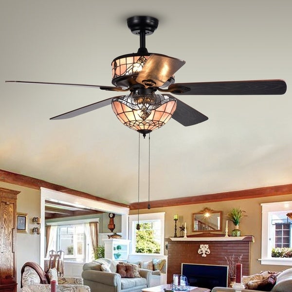 Orla 6-Light Baroque Tiffany 5-Blade 52-Inch Black Ceiling Fan | Overs